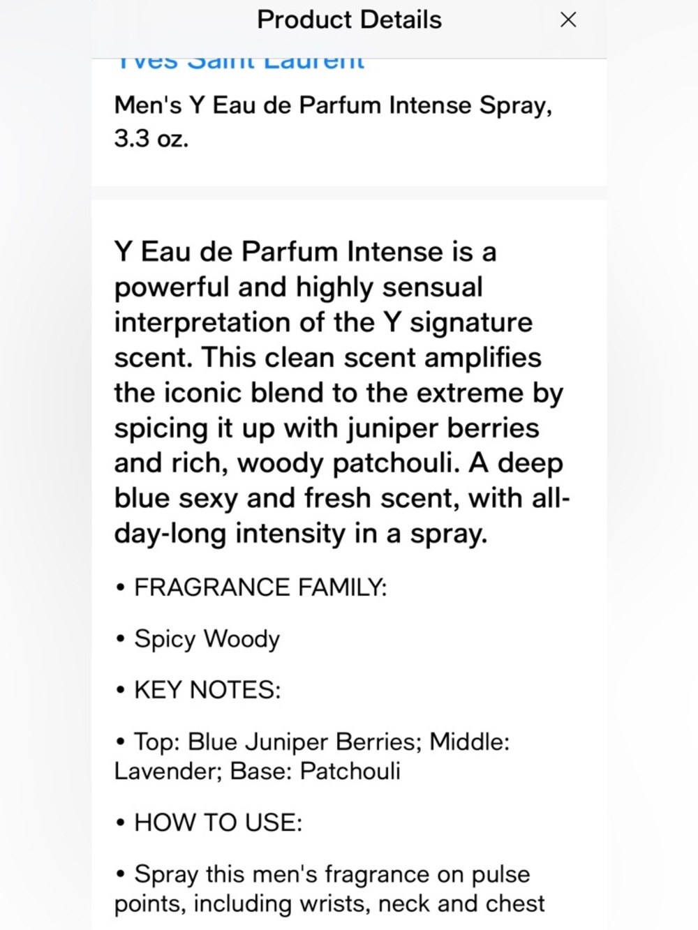 YSL - Y Eau de Parfum Intense Spray, 2 oz., Men - Picture 5 of 6